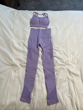 Gymshark Purple Strappy Seamless Two Piece Workout Set